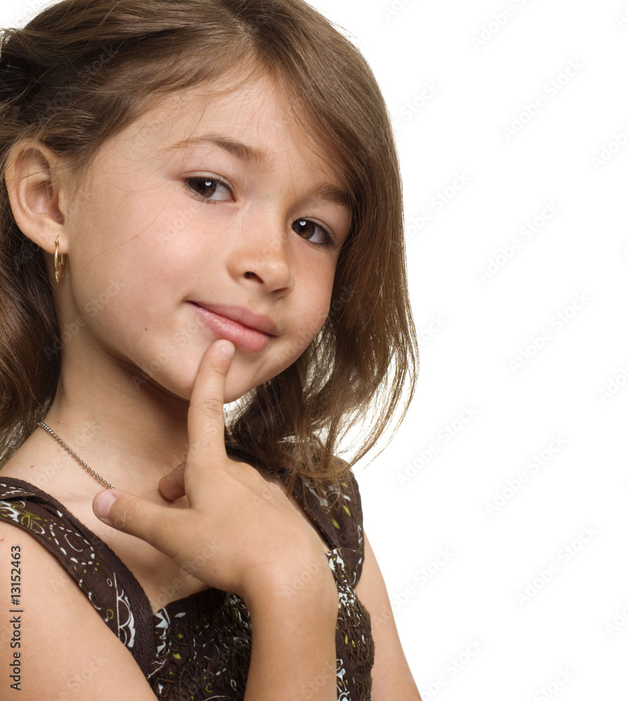 Littlem girl trying to decide or choose Littlem girl trying to decide or choose