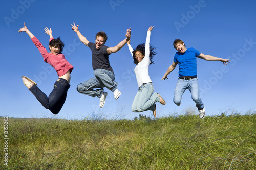 Friends jumping