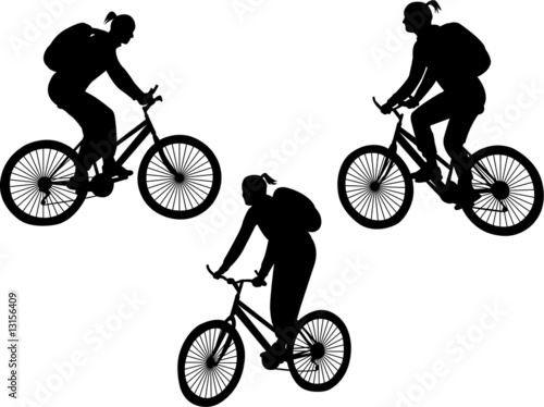 girl riding bicycle - vector