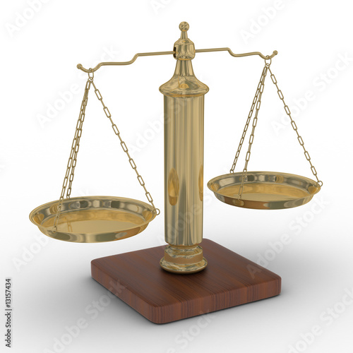Scales justice on a white b...
