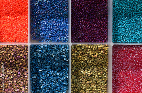 Close-up on small colorful beads