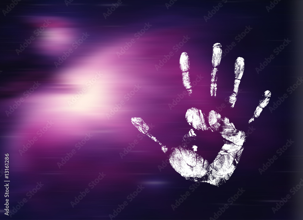 Menschlicher Handabdruck im Weltraum Menschlicher Handabdruck im Weltraum