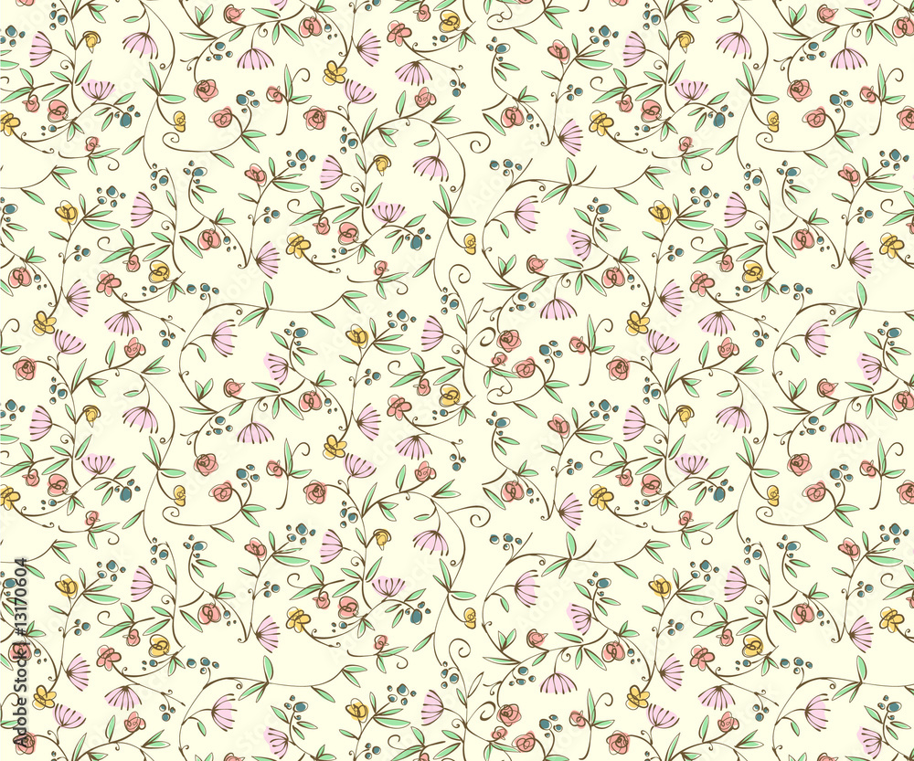 Classic ditsy floral seamless wallpaper Stock Vector | Adobe Stock