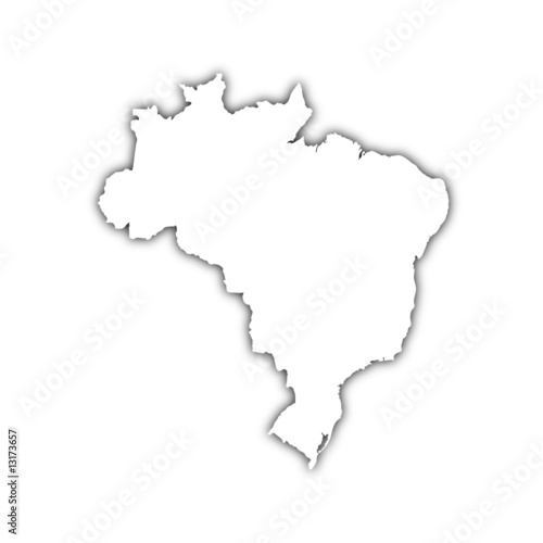 map of brazil with shadow
