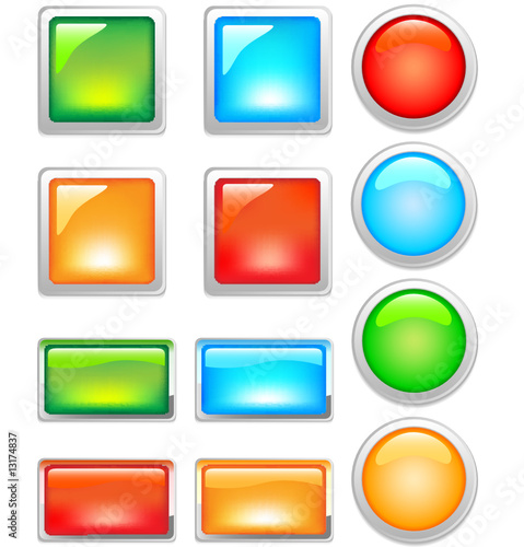 Vector set of color glass buttons for design.
