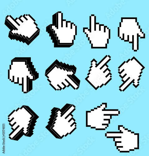 Vector hand cursors for design.