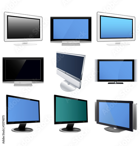 Set of vector plasma lcd tv display