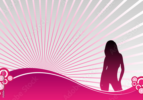 pink background design with rays