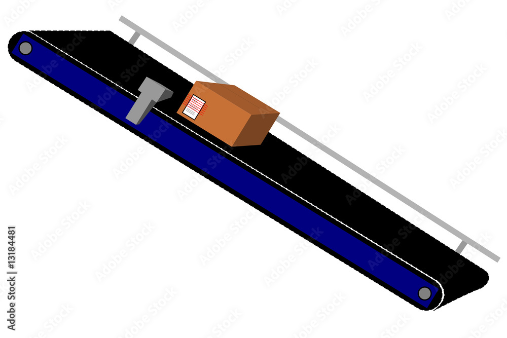 A carton on a conveyor belt A carton on a conveyor belt