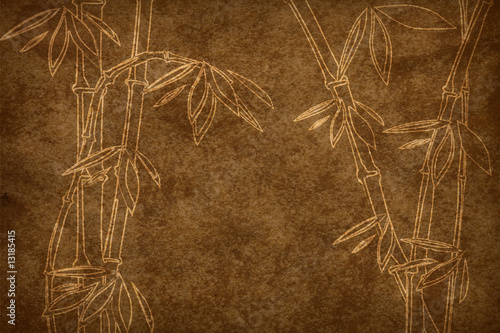 aged grunge paper with bamboo pattern