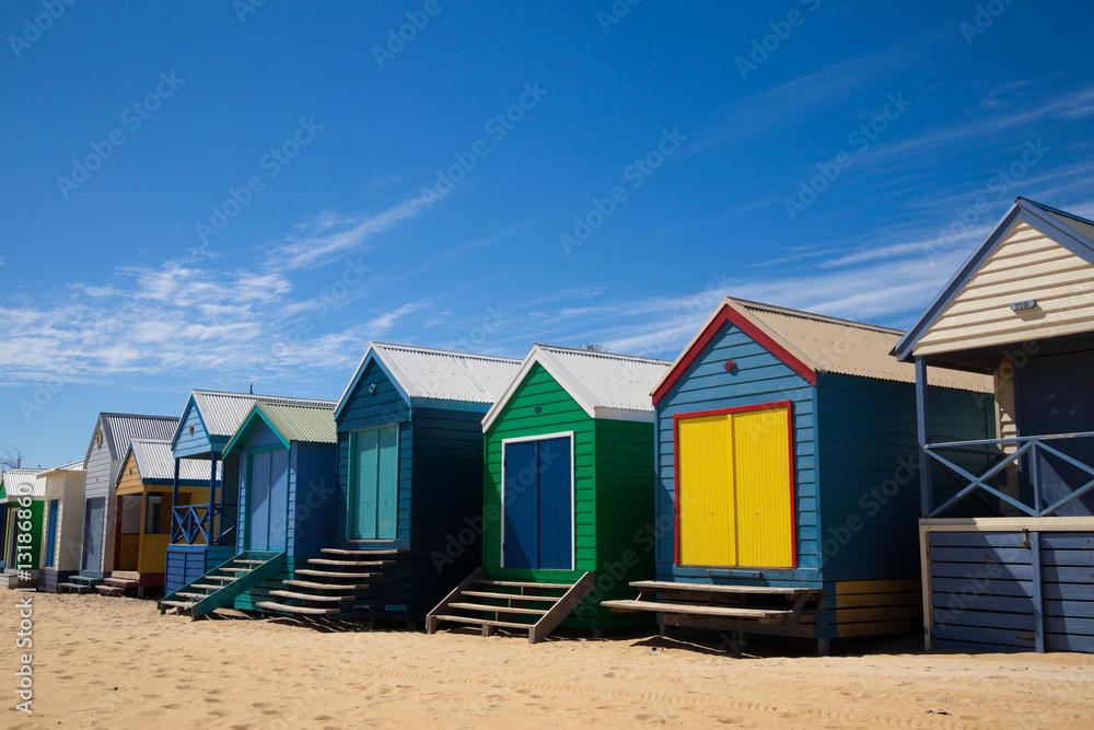 Colorful beach huts in Australia Colorful beach huts in Australia
