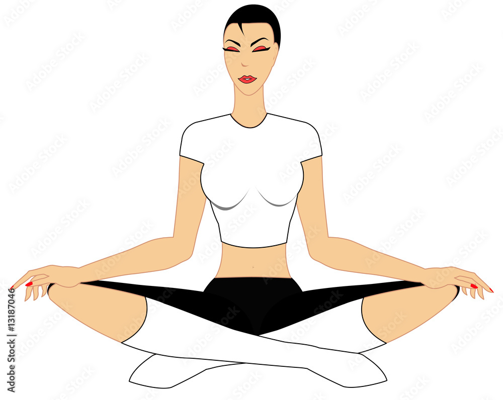 femme en position yoga femme en position yoga