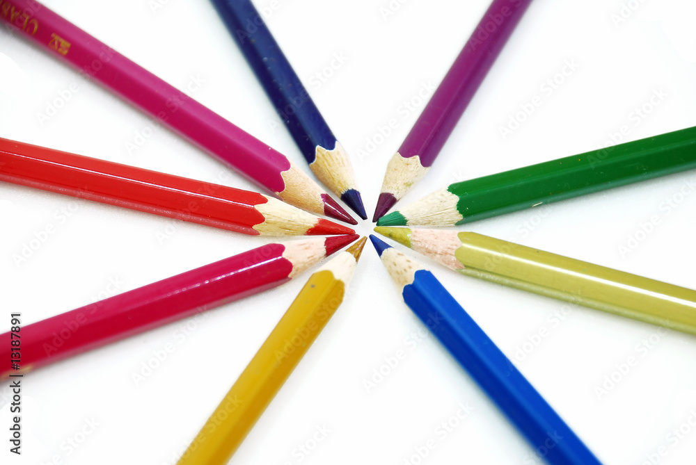 color pencils arranged in a circle color pencils arranged in a circle