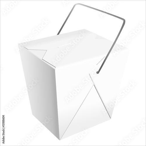 Realistic Chinese take-out box vector.