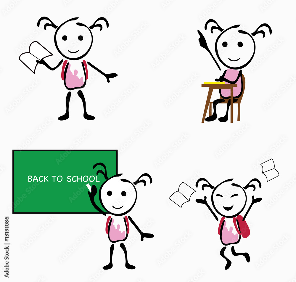 Naklejka premium School girl icons