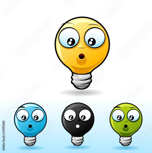 Lightbulb smiley face icon. Confused