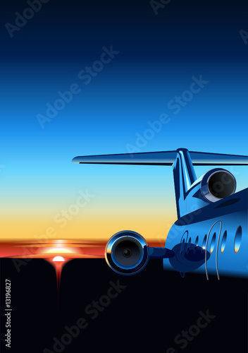 Vector aircraft  at sunrise
