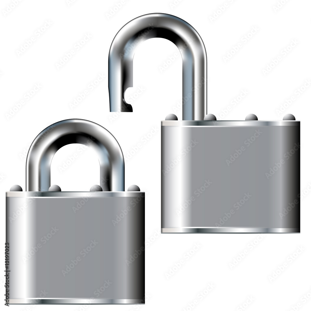 Secure padlock with stainless steel texture - vector Secure padlock with stainless steel texture - vector