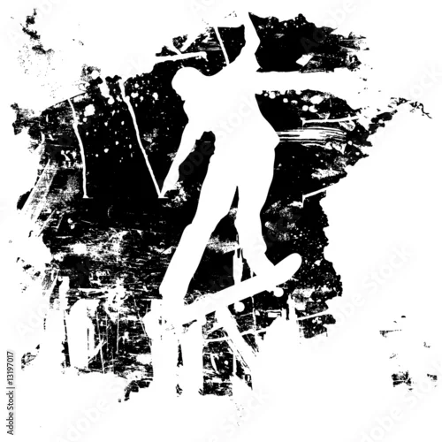 Obraz postać na deskorolce w stylu grunge