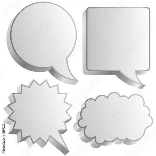 3D thought and speech bubbles in vector - white
