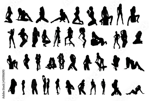 Vector silhouettes of sexy girls