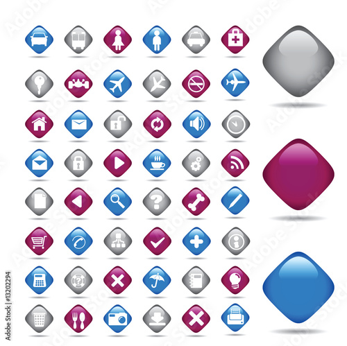 Transport vector icons set. Buttons