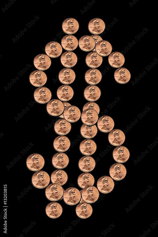 Symbol of dollar from coins Symbol of dollar from coins