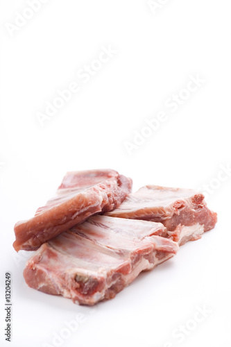 fresh american ribs oregano bbq sausace isolated