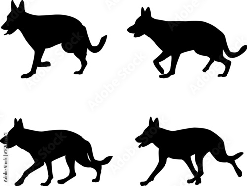 german shepard silhouettes - vector
