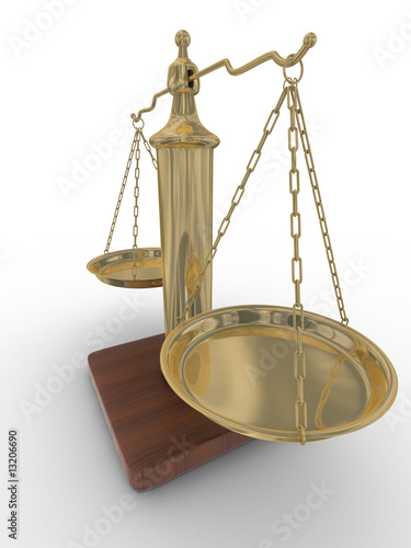 Scales justice on a white b...