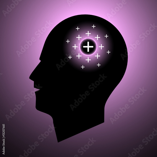 Positive Thinking - Human Head with Positive Charge