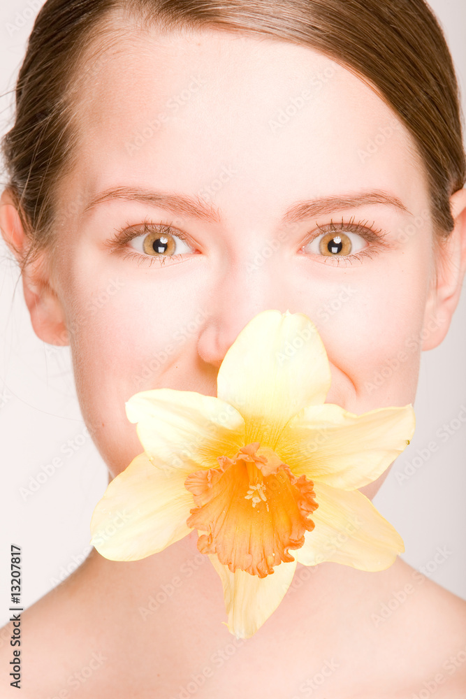 Portrait of Fresh and Beautiful girl with flower Portrait of Fresh and Beautiful girl with flower
