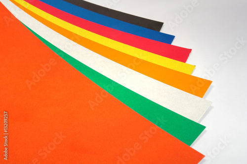 Colour paper on a white background