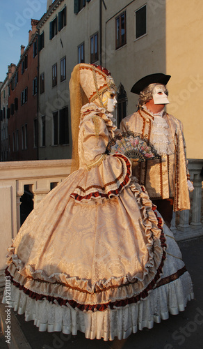 Venice Carnival Couple in Peach Costumes