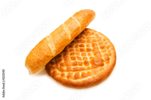 Fresh bread isolated on the white background photo