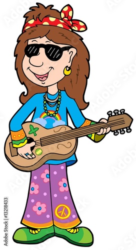 Cartoon hippie musician