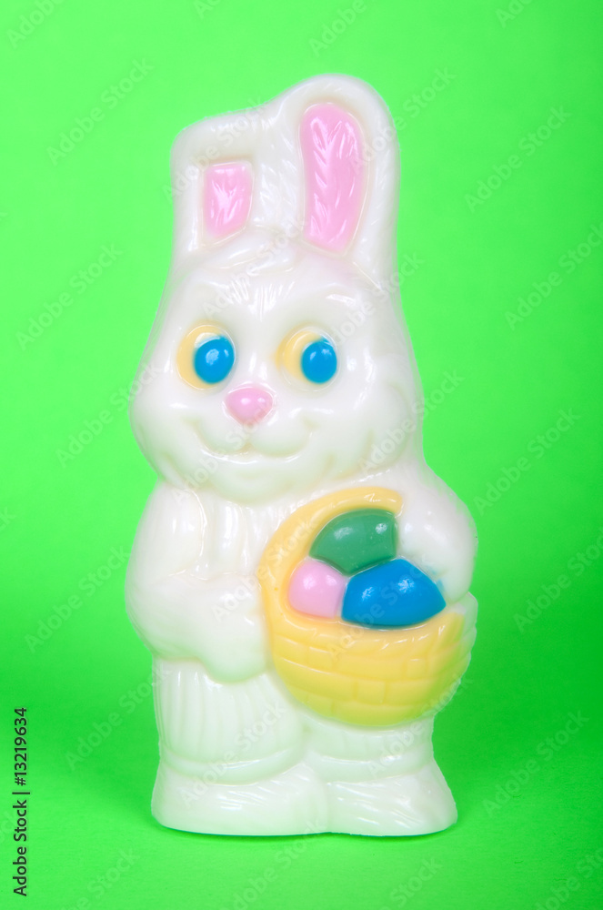 White easter bunny on green White easter bunny on green