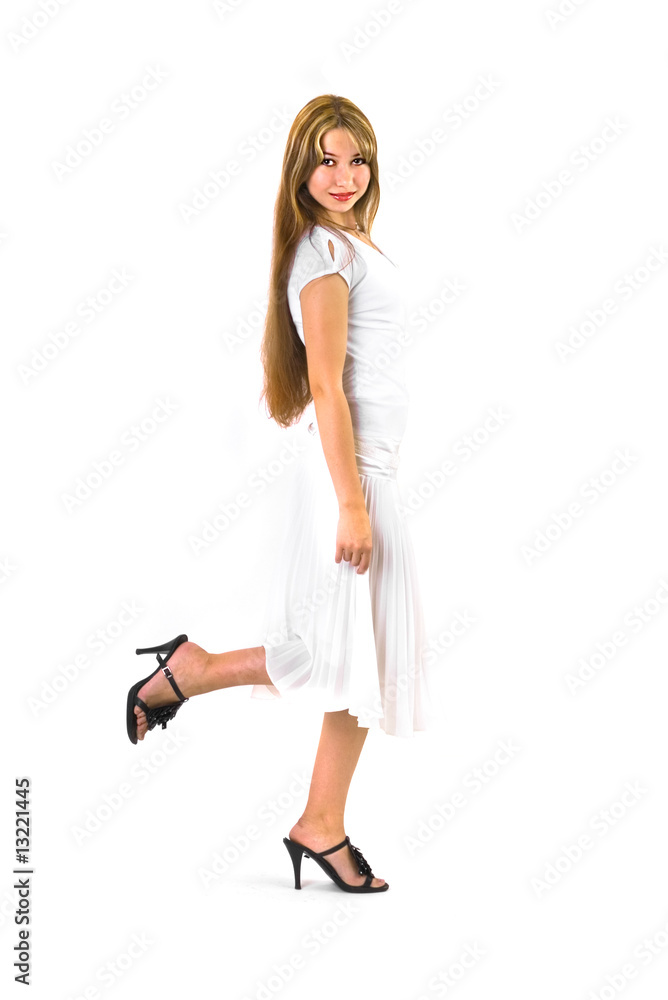 Beautiful girl in a white dress Beautiful girl in a white dress