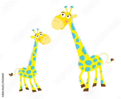 Giraffe family. Vector Illustration.