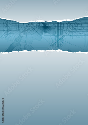 ripped paper with technical background