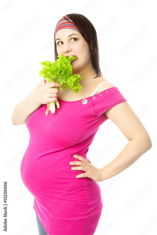 pregnant woman eating salad pregnant woman eating salad