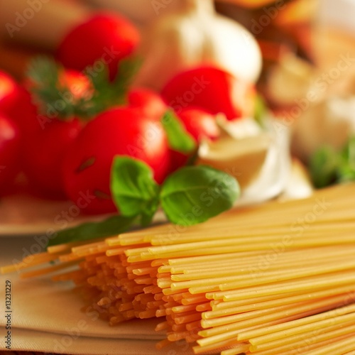 Pasta and fresh Vegetables photo