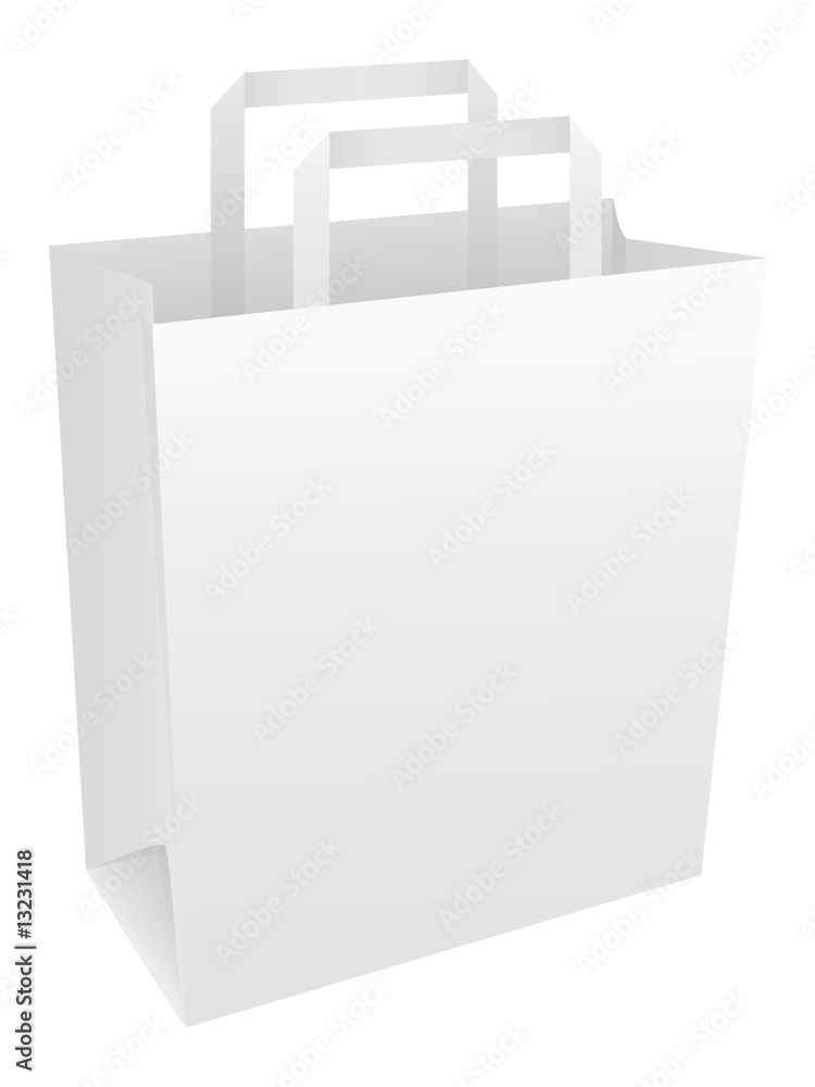 Blank white paper bag