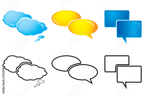 Speech bubbles, glossy and outline