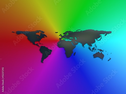 earth map on rainbow background