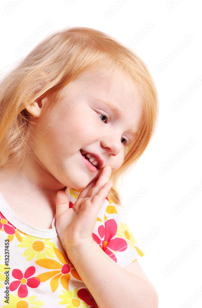 little girl isolated on white