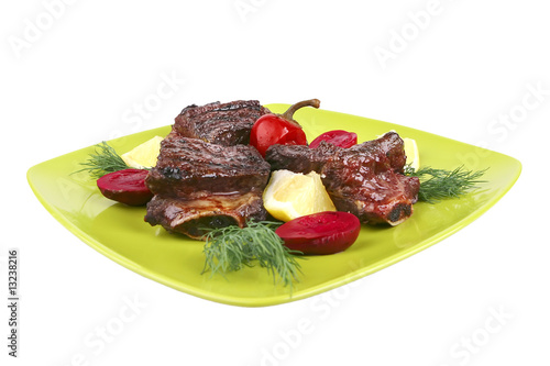 roast rib's on green dish