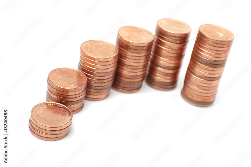 stairs to wealth, made of columns of coins. stairs to wealth, made of columns of coins.