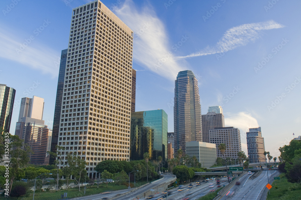 Los Angeles highway and skyline Los Angeles highway and skyline