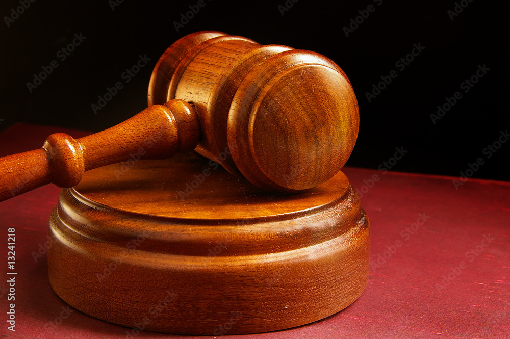closeup of a judges wooden court gavel